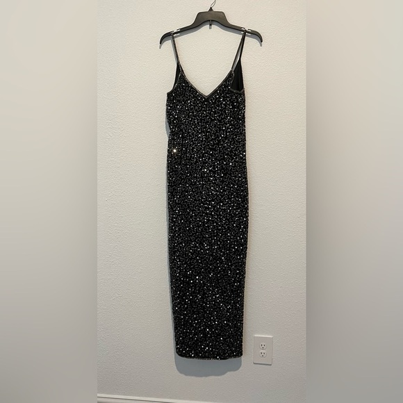 Vintage Scala Silk Black Beaded Sequin Evening Gown Cocktail Dress Size PM - Picture 1 of 7